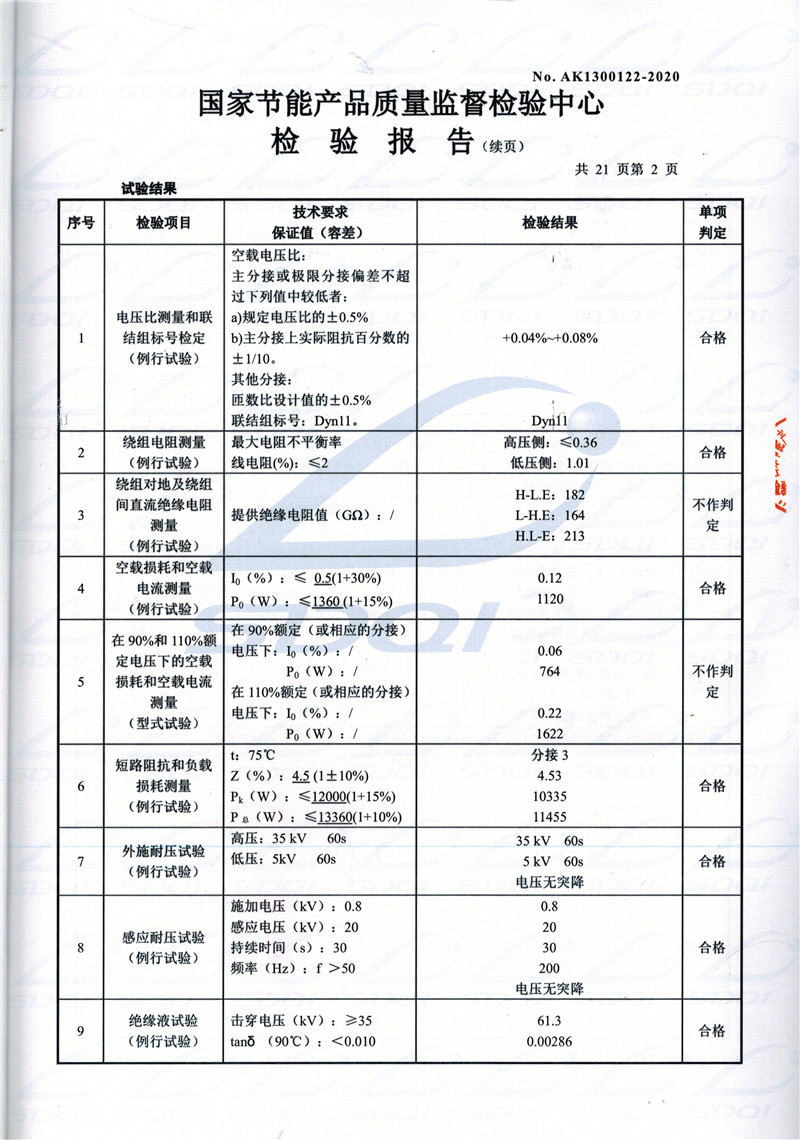 高低压试验报告-S11-1250襄城襄城襄城油浸式变压器-2.jpg